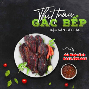Thịt Trâu Gác Bếp Tây Bắc (ĐẶC BIỆT THƠM) Khô Thịt Trâu Sấy Chuẩn Vị Tây Bắc Kèm Chẩm Chéo